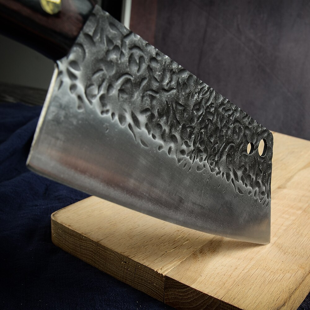 Forged Kitchen Knives High Carbon Steel Handmade Hammered Fixed Blade Chef Knives Chinese Cleaver Slicing Meat Cooking Tools