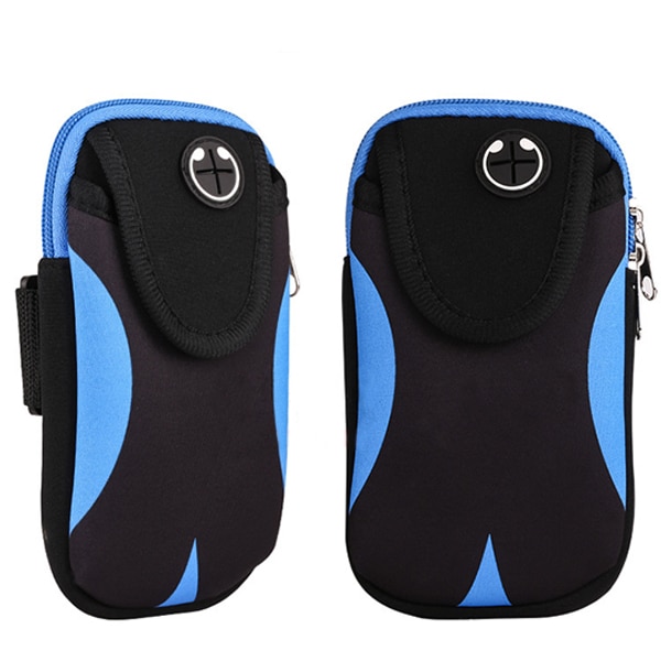 6 tommer sports løbebånd til iphone samsung huawei udendørs gym vandtæt telefon taske armbånd taske sag arm holder cover: Sortblå