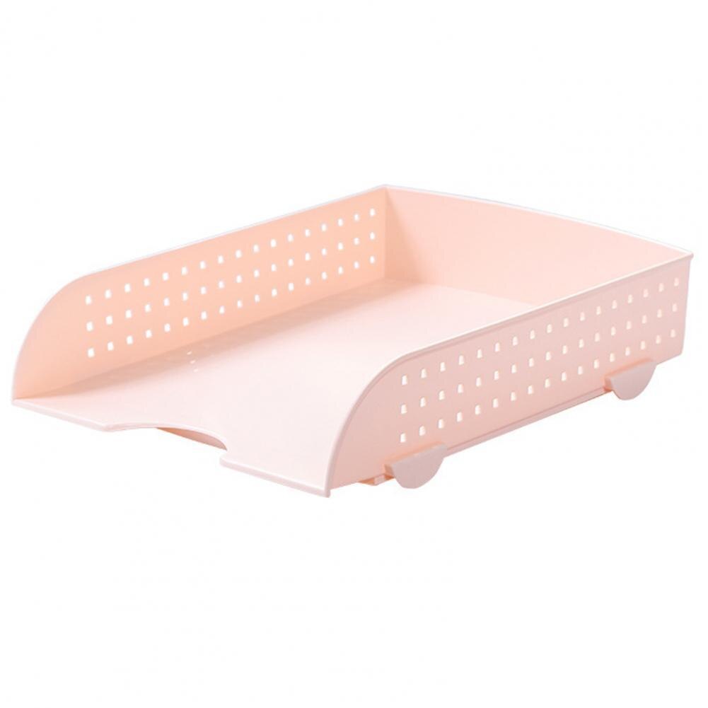 Large Capacity Premium A4 Paper File Organizer Plastic Rack Document Tray for Household:  Pink