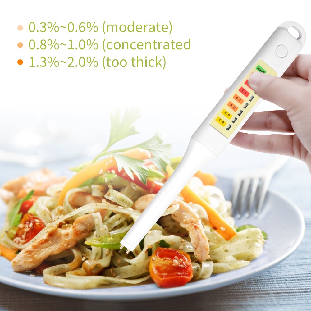 Electronic Food Salinity Tester Pen LED Indicator Food Salt Analyzer Detector Soup Salinometer Concentration Meter for Kitchen