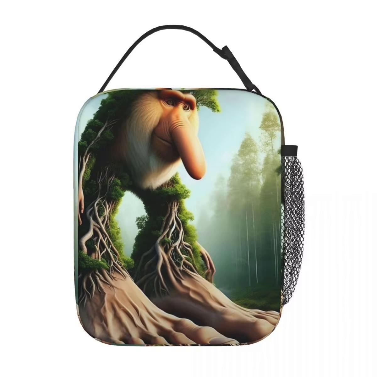 Tung Tung Tung Sahur Italian Brainrot Meme Insulated Lunch Bag Food Container Bags Portable Thermal Cooler Lunch Boxes: GRAY