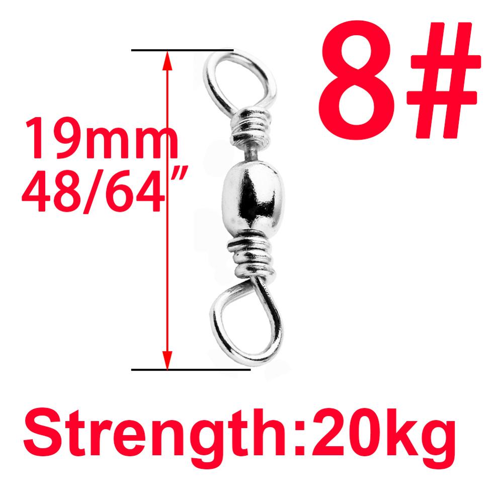 Barril giratorio de rodamiento de bolas de pesca de acero inoxidable, anzuelos de Pesca de Mar, Conector de línea de señuelo, productos para pesca, 50 piezas/1 caja: 19mm  50pcs