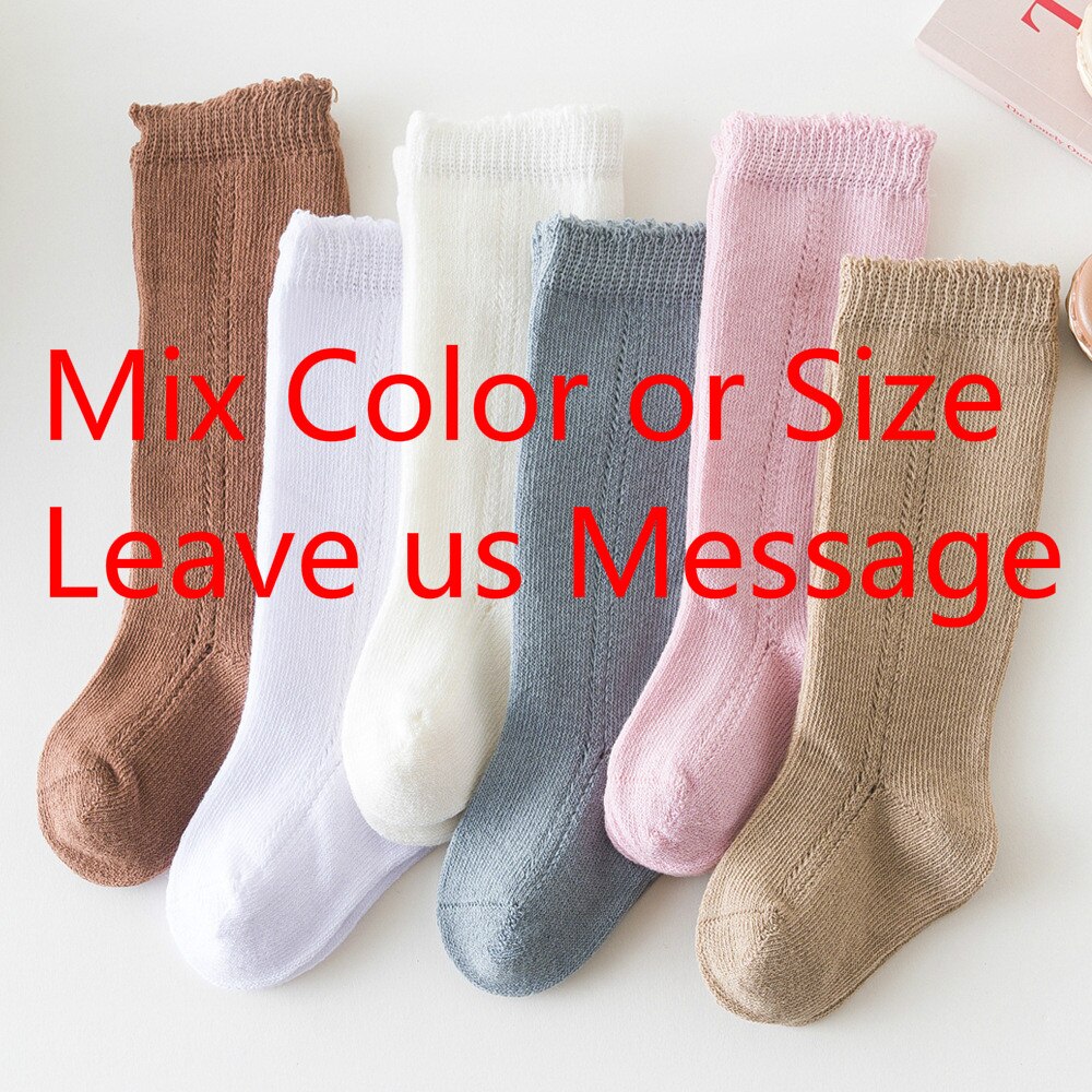 Calcetines elásticos de malla de algodón para bebé, medias de estilo español para primavera y verano, hasta la rodilla, 6 pares,: Mix Size / M(12-24M)