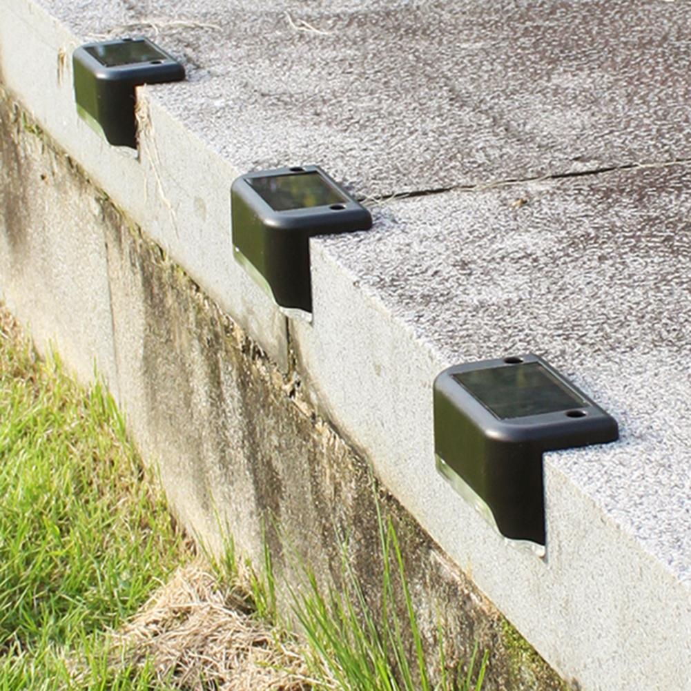 4Pcs LED Solar Lamp Path Stair Outdoor Waterproof Wall Light Garden Landscape Step Stair Deck Lights Balcony Fence Solar Light