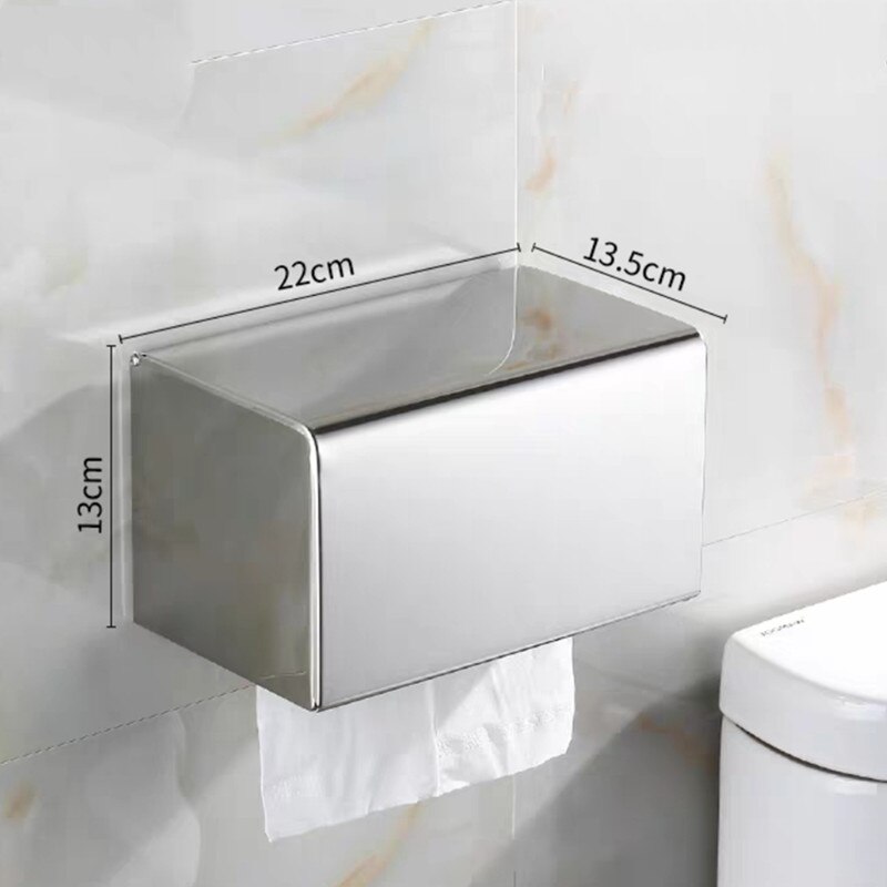 Toiletpapirholder guld rustfrit stål badeværelse rullepapir vægmonteret mobiltelefon rack papirhåndklædeholder toiletpapir kasse: Krom 2