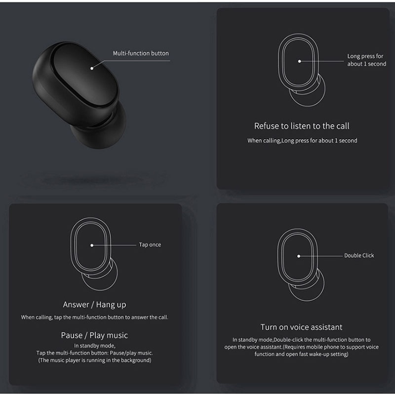 Nyeste xiaomi redmi airdots s trådløs bluetooth 5.0 tws øretelefon headset med mikrofon håndfri ørepropper ai kontrol