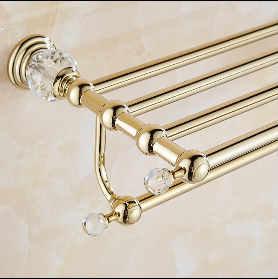 Clear Crystal Bathroom Accessories Sets Silver Polished Gold Towel Rack Toilet Brush Holder Solid Brass Bathroom Hardware Sets