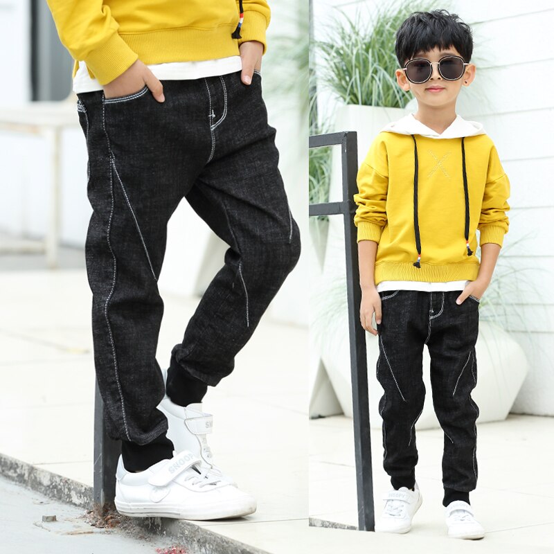 Autumn Winter Jeans For Boy Pants Kids Teenager Trousers Denim Warm Pants Children Korean Clothes: 1802-Think Autumn / 12T