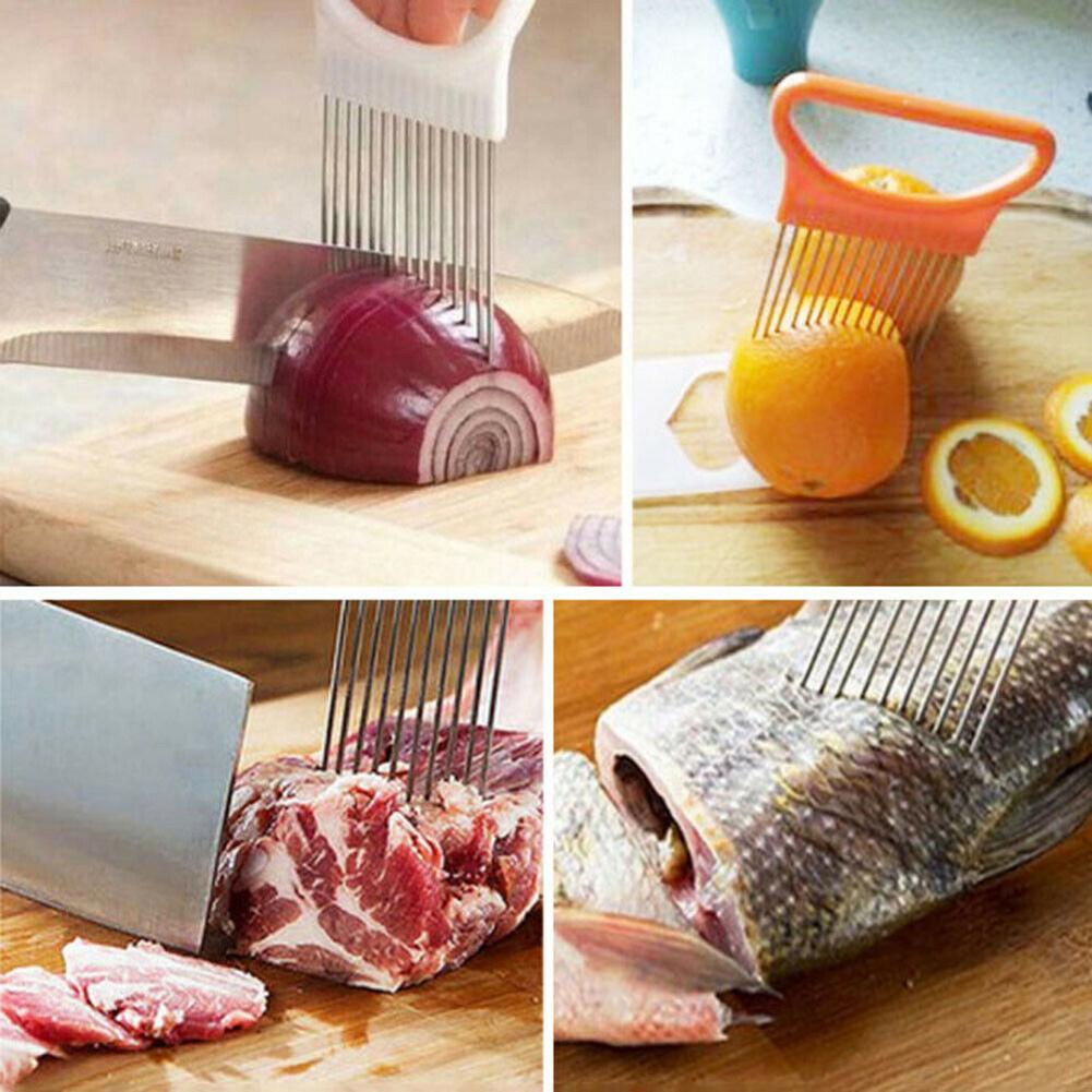 Rostfritt stål lökskärare multifunktion grönsaker tomatskärare hållare köttnål för köksprylar tillbehör
