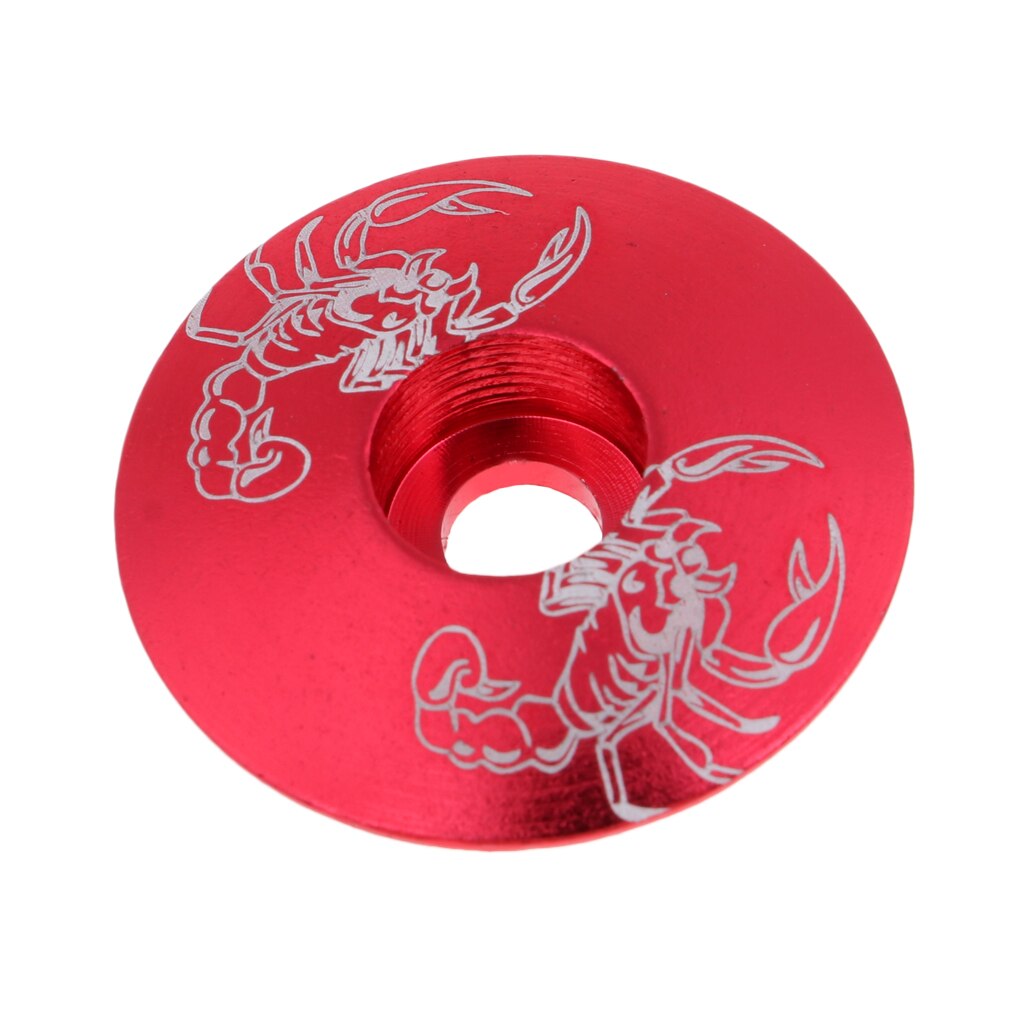 Premium aluminiumslegering mtb landevejscykel frempind headset top cap cover dele tilbehør - forskellige farver: Rød skorpion