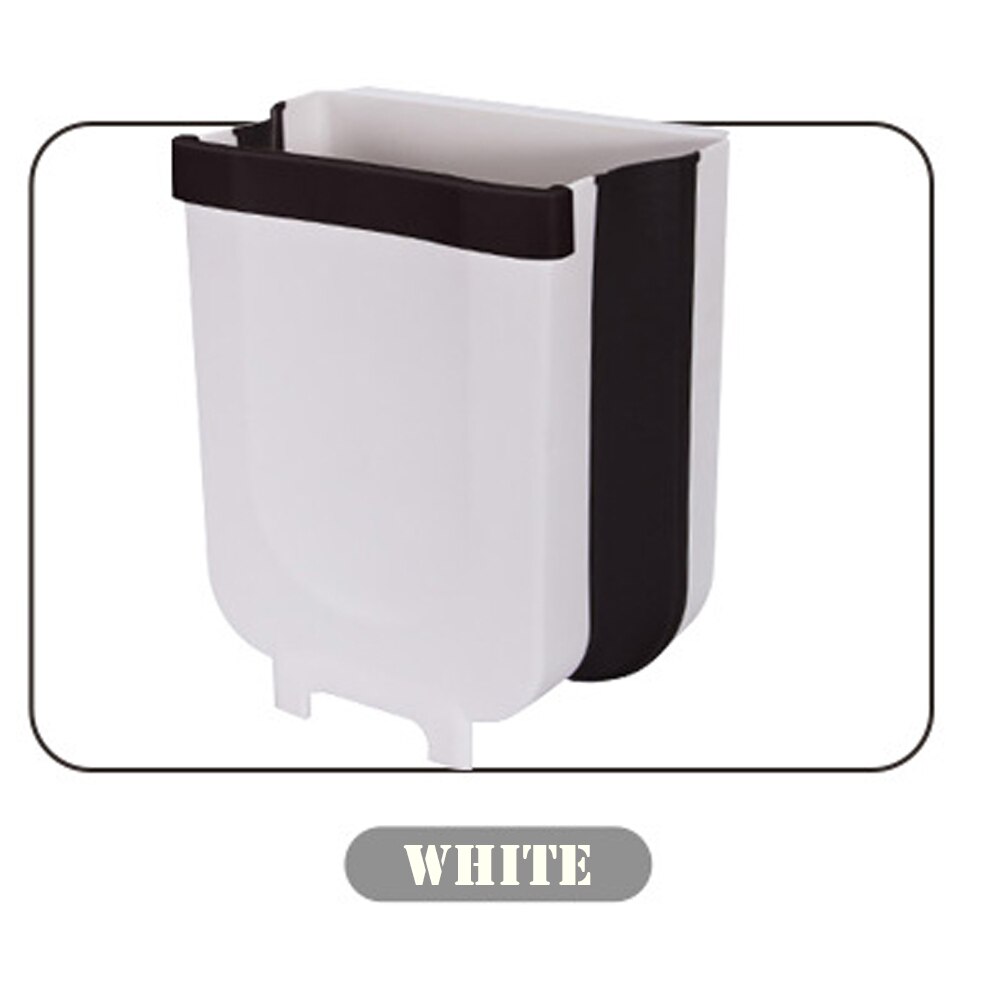 1PC Folding Waste Bin Kitchen Cabinet Door Hanging Trash Bin Trash Can Wall Mounted Trashcan for Bathroom Toilet Waste Storage: White Large