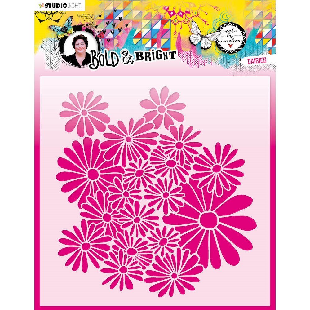 2022 Diy Layering Stencils Flowers Fire Bold and Bright Wild at Heart pacman daisies Abm Bold Painting Scrapbook Embossing Molds: Y3287-Stencil