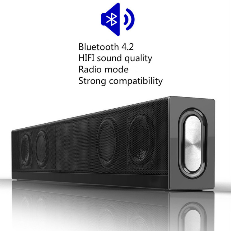 Bluetooth Speaker Wireless HiFi Sound Bulletin Desktop Bluetooth Stereo Speaker Wireless Soundbar Dual Speaker Support TF Card