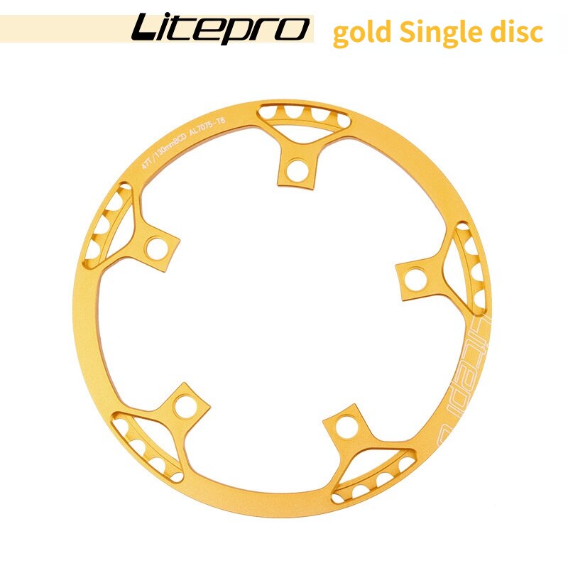 Litepro Mtb Crankset Folding Bicycle Tooth Disc LP Disc 45 47 53t 56t 58t Disc Square Hole Crank Bmx Bike Parts Four Colors: gold / 53T