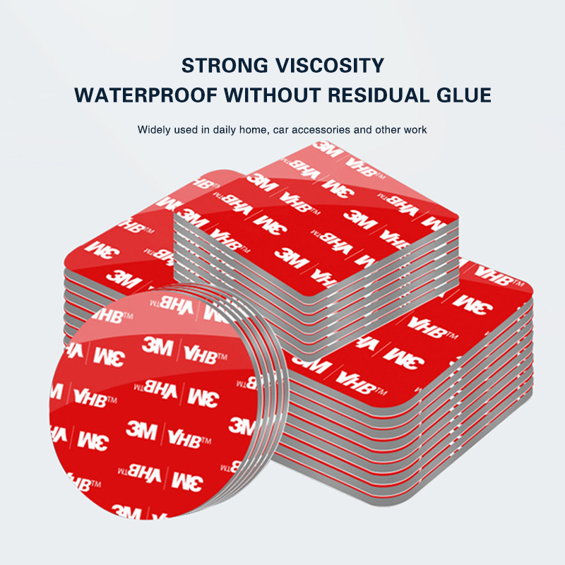 3M 5PCS Vierkant 50mm Dubbelzijdige Tape Vhb Gestanst Type Waterdicht Schuim Zwarte Tape Ronde Vierkante Auto Sterke 3M Dubbelzijdige Tape