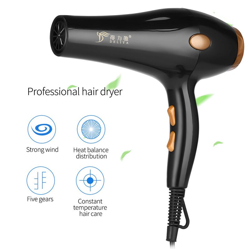 Strong Power Hair Dryer for Hairdressing Barber Salon Tools Blow Dryer Low Hairdryer Hair Blowing Machine with Comb