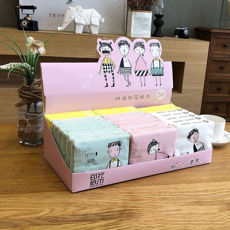 12 Packungen Einweg Gesichts Papier Gewebe Verdickt Nette Bunte Karikatur Druck Servietten Tragbare Sanitär Papier 60 Teile/paket 3 P