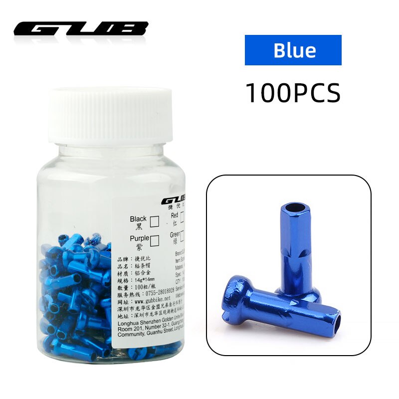 GUB 100PCS Spoke Caps CNC-machined Anodized G14 Spokes Nipples Alloy Light Weight Multi Color Options Bicycle Wheel Rim Parts: Spoke Nipple Blue