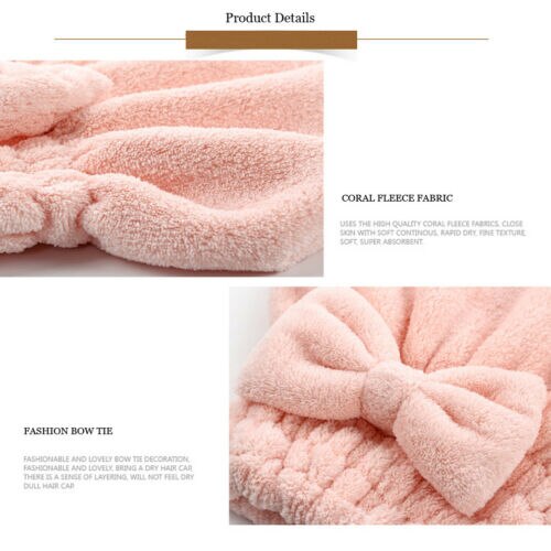 Snel drogende douche microvezel haarwikkel handdoek droog bad spa hoofdkap hoed effen strik droog haar handdoek