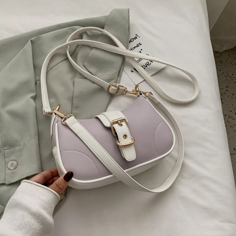 Nuovo 2020 di Qualità di Modo di Cuoio dell'UNITÀ di elaborazione ottavino Borsa con Tracolla per Borse di Spalla Delle Donne Della signora di proprietà Borsoni E Borse sacco: VIOLA