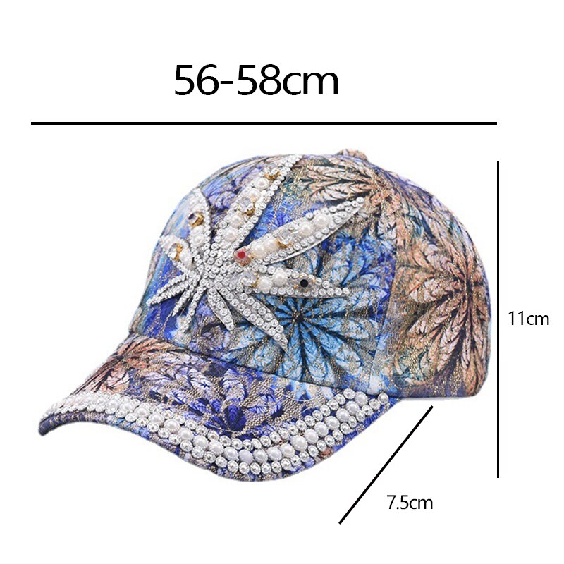 Sombrero de sol para mujer y niña, gorra de béisbol con diamantes de imitación y perlas, colorida, Snapback, Cool Star