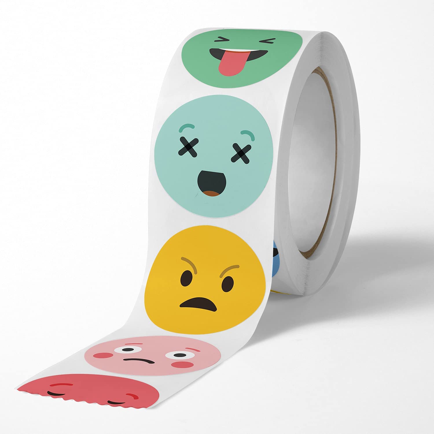1roll Happy Face Stickers Circle Dots Stick Labels Multi Facial Expression Reward Sticker for Kids Teacher Parents School Class