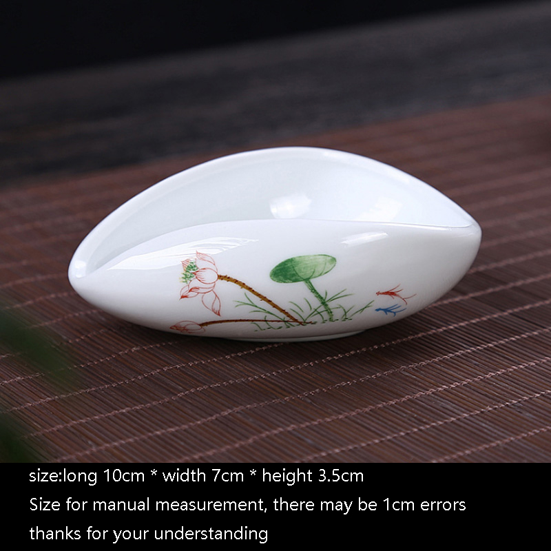 Håndmalet vintage mønster hvid porcelæn cha he kinesisk kung fu te sæt tilbehør keramisk te ske til kort te holder: C