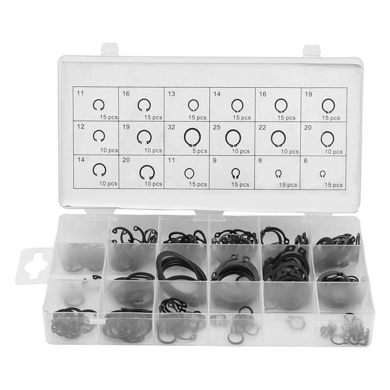 External Circlip Repair Kit 225pcs Internal &amp; External Snap Retaining Ring Circlip Assortment Box Set 18 Sizes Stainless Steel