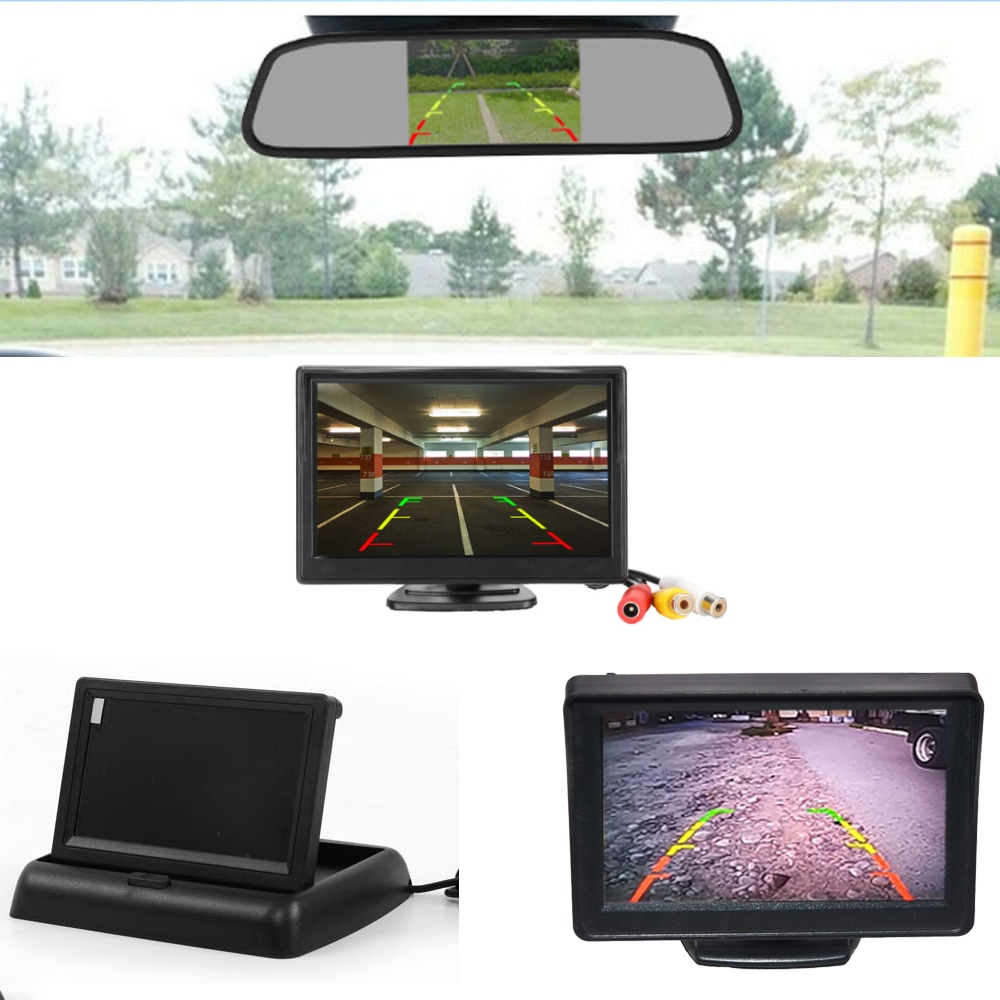 Auto Monitor 4.3 Of 5 Inch Lcd Tft Display Desktop Opvouwbare Spiegel Video Pal Ntsc Auto Voor Parking Achteruitrijcamera backup Camera