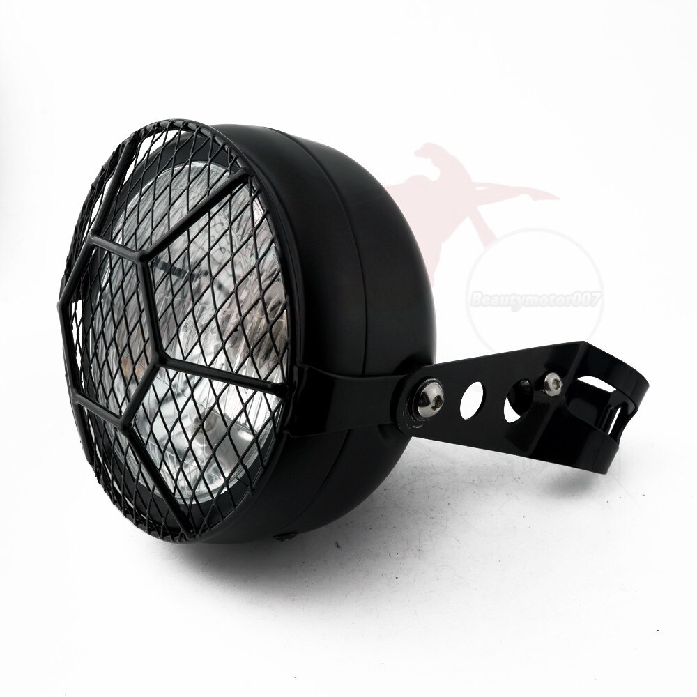 6.5 Inch Retro Motorcycle Headlight Grill Side Mount Cover with Bracket Motorcycle Side Mount Headlight Cover 35-43mm: Hexagon Yellow Set