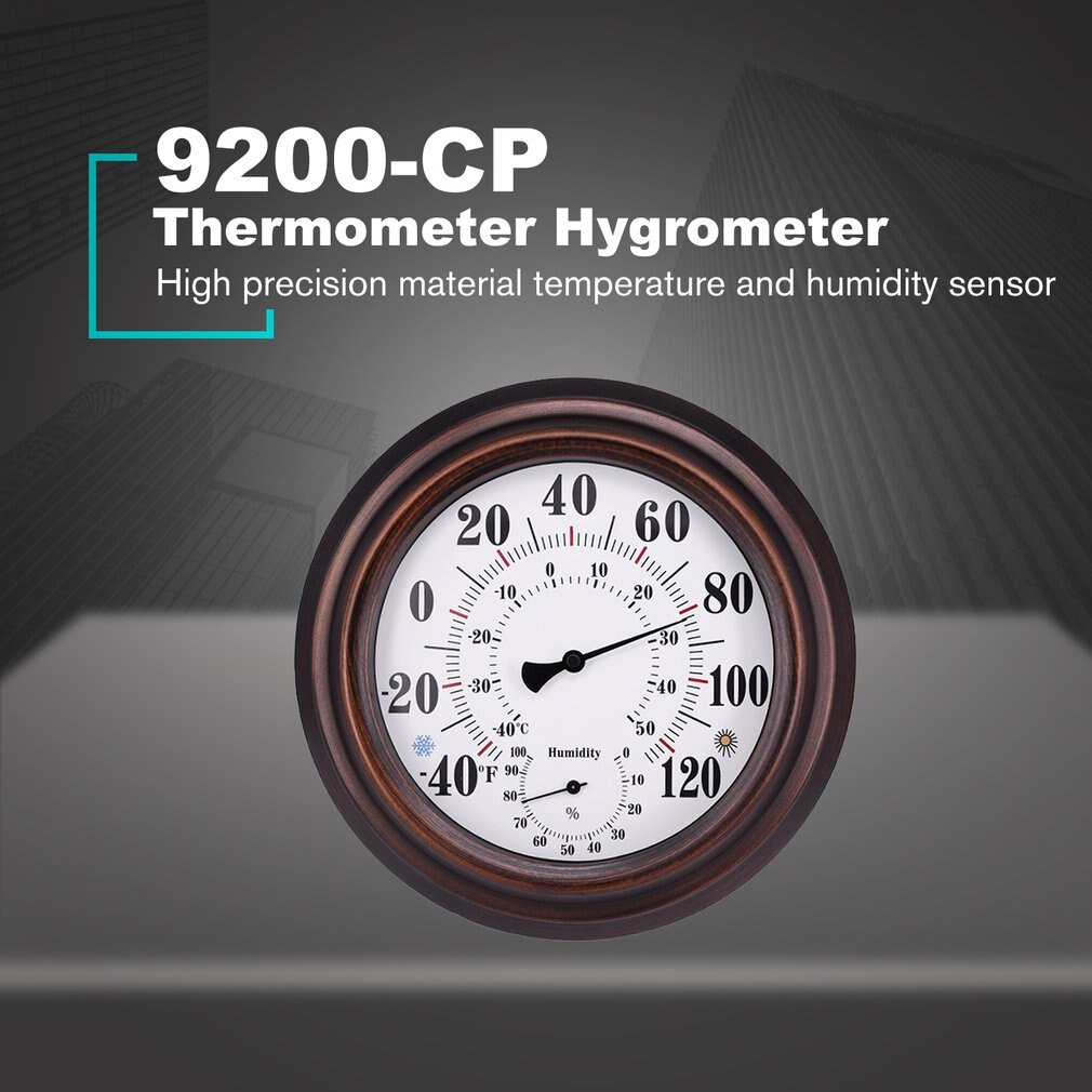 20cm Wall Thermometer Metal Dial Hygrometer Humidity Temperature Measurement Meter Indoor Room Decor Accessory