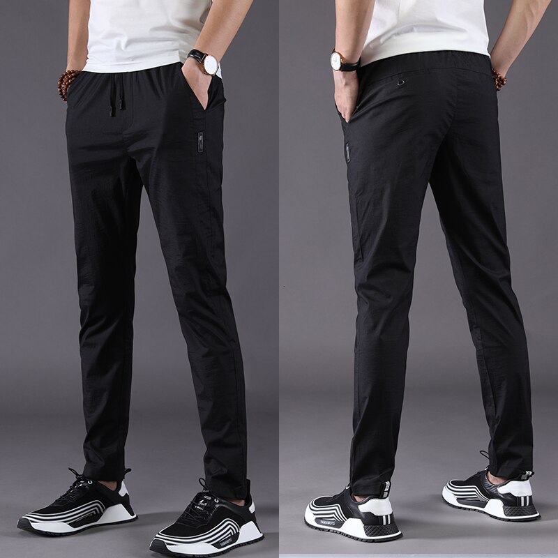 L'été Ultra-Mince Fiber De Viscose Pantalon de Costume D'affaires Pour Hommes Pantalon de Costume Slim Grande Taille Pantalon Formel Formelle Hommes Pantalons décontractés: 8199 black