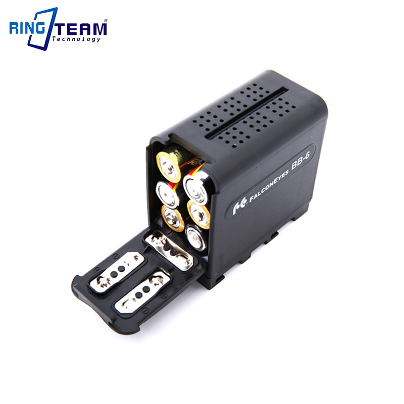 Dummy tomt batteri np -f970 npf 970 adapterboks etui til 6 stk aa passer til led videolampe lyspaneler eller skærm  yn300 iii dv -160v...