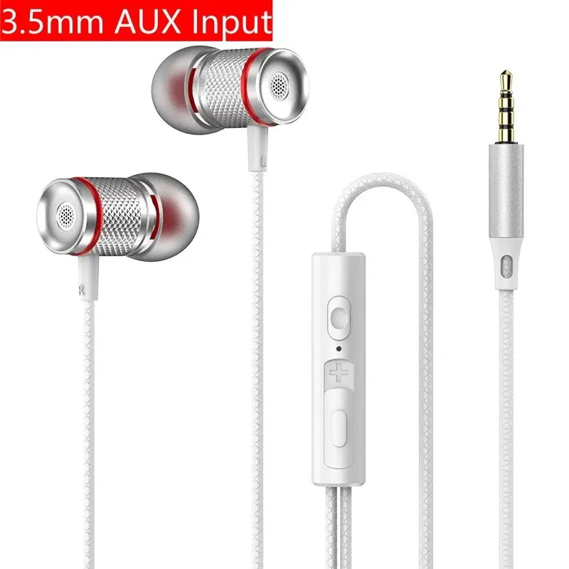9D HIFI ciężki bas słuchawki douszne 3.5MM AUX/type-c słuchawki cyfrowe Stereo przewodowy zestaw słuchawkowy z mikrofonem słuchawki douszne dla Samsung Android: WHITE