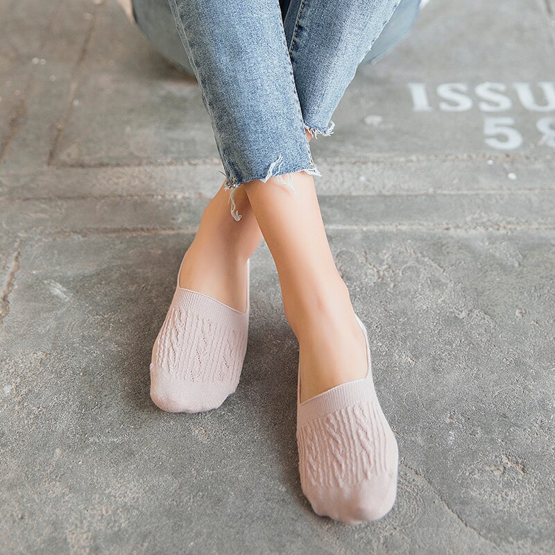 Kobiety silikonowe antypoślizgowe niewidzialne skarpetki letnie jednokolorowe skarpetki robić kostek klapki damskie bawełniane kapcie nie pokazać skarpetka
