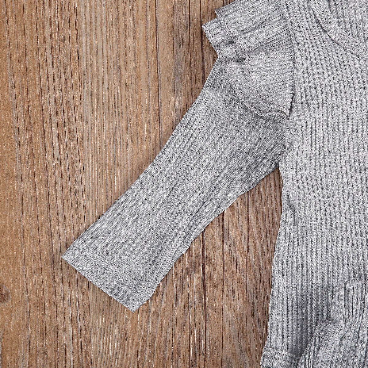 Cathery newborn kledingpak peuter babymeisje effen kleur gerimpelde vliegende mouw romper shirt + broek + strik hoofdband 3 stuks