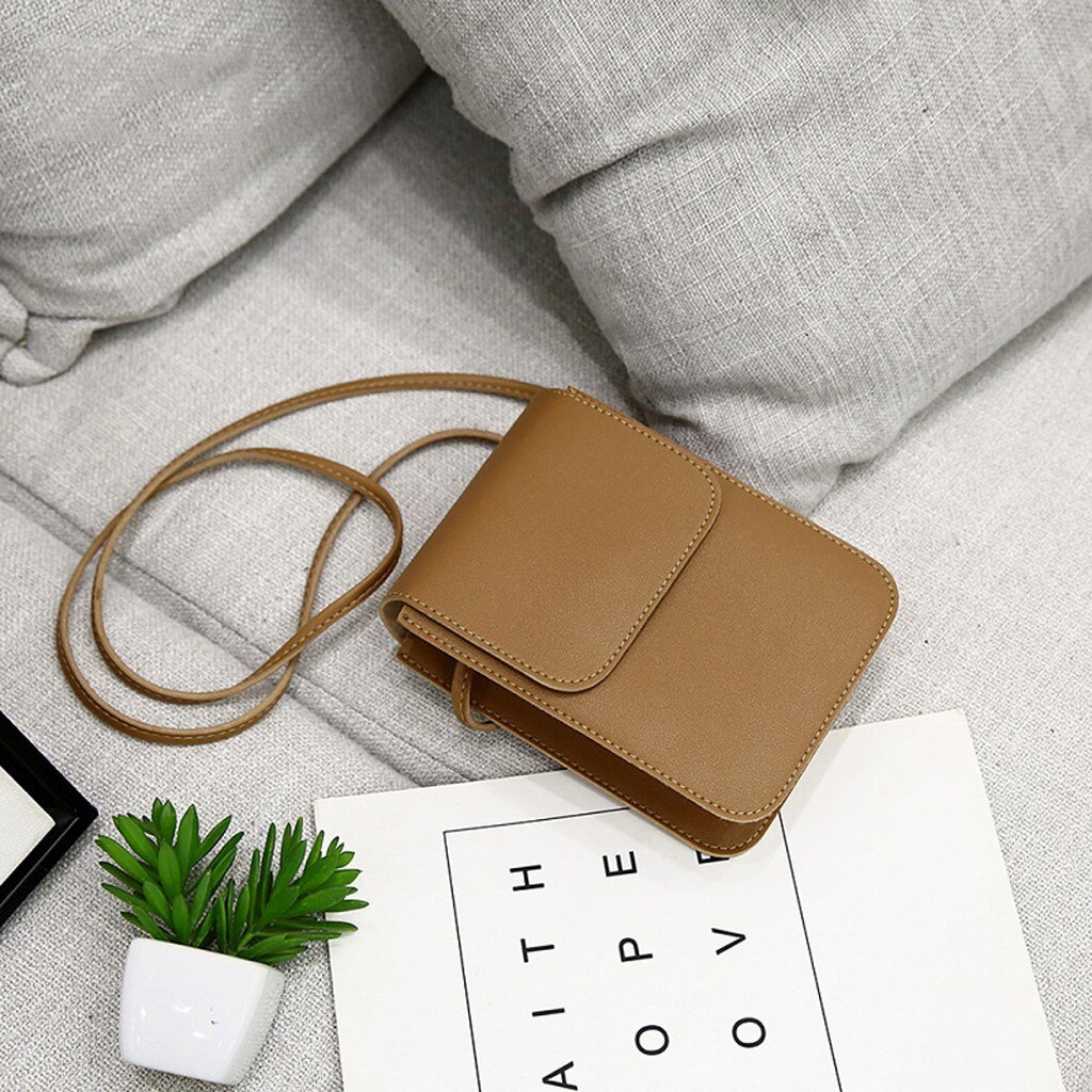 Kvinder farverig lille mobiltelefontaske pu skulder- og messenger tasker dame mini cross-body tasker firkantede tasker clutch #tip: Khaki