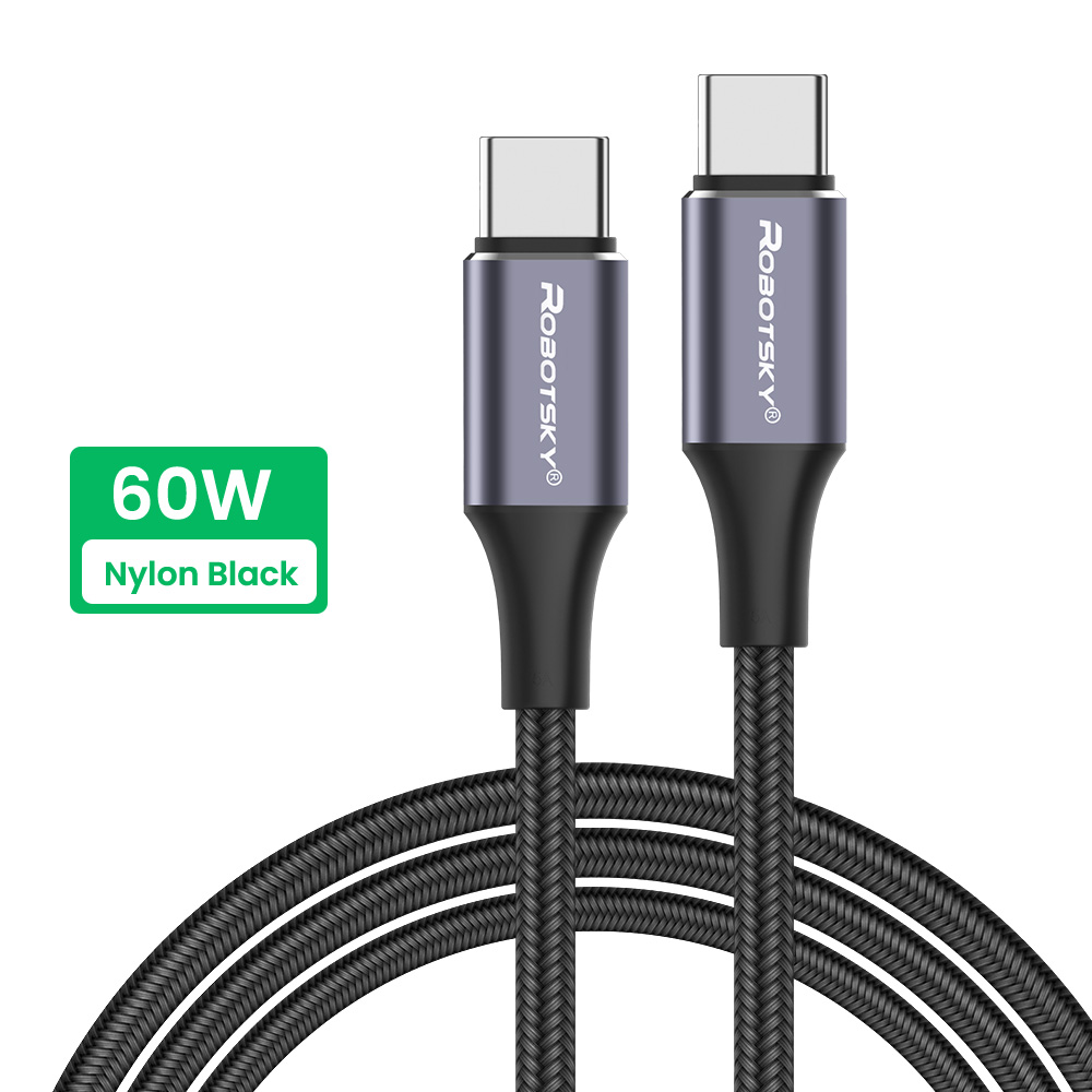 Elleboog Usb C Kabel 5A 100W/60W Usb Type C Data Kabel Voor Huawei Pro Pd USB-C snel Opladen Kabel Voor Samsung Type-C Oplaadsnoer: 60W Nylon Straight / 0.5m