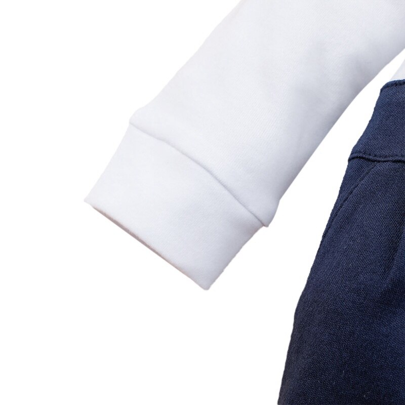 Winter Spring Infant Baby Bodysuit Boys Long Sleeve Patchwork Jumpsuit Kids Gentleman Style Footies Outfits