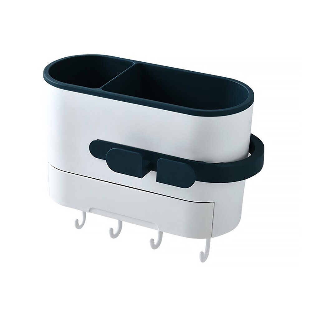 Multifunctional Wall-Mounted Hair Dryer Storage Rack Drawer Hair Dryer Rack Wall-Mounted Cosmetics Household Bathroom Decoration: Navy blue