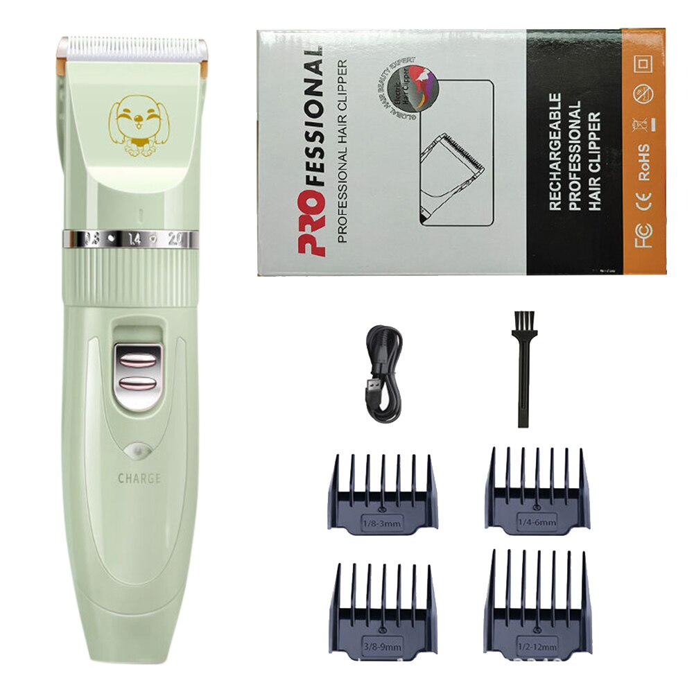 Hond Tondeuse Grooming Elektrische Schaar Honden Cutter Oplaadbare Draadloze Scheerapparaat Low Noise Kapsel Tool Trimmer: Light Green