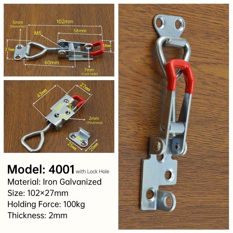 Quick Catch Toggle Latch Klem Verstelbare Hasp Lock Voor Thuis Schuifdeur Meubelkast Dozen 304 Roestvrijstalen Hardware: Zilver
