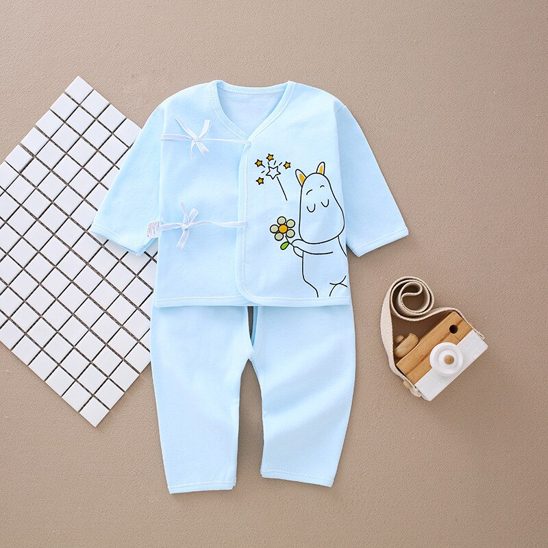 Pur coton bébé ouverture sous-vêtements pour garçons et filles au printemps, été, automne et hiver pour 0-6 mois: Blue 1502 / Nouveau-né