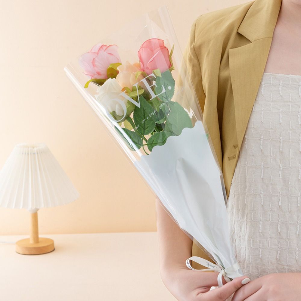 50 stk. gennemsigtig blomsteremballagepose vandtæt plastikpose indpakningspapir pakkeforsyninger buket emballagemateriale