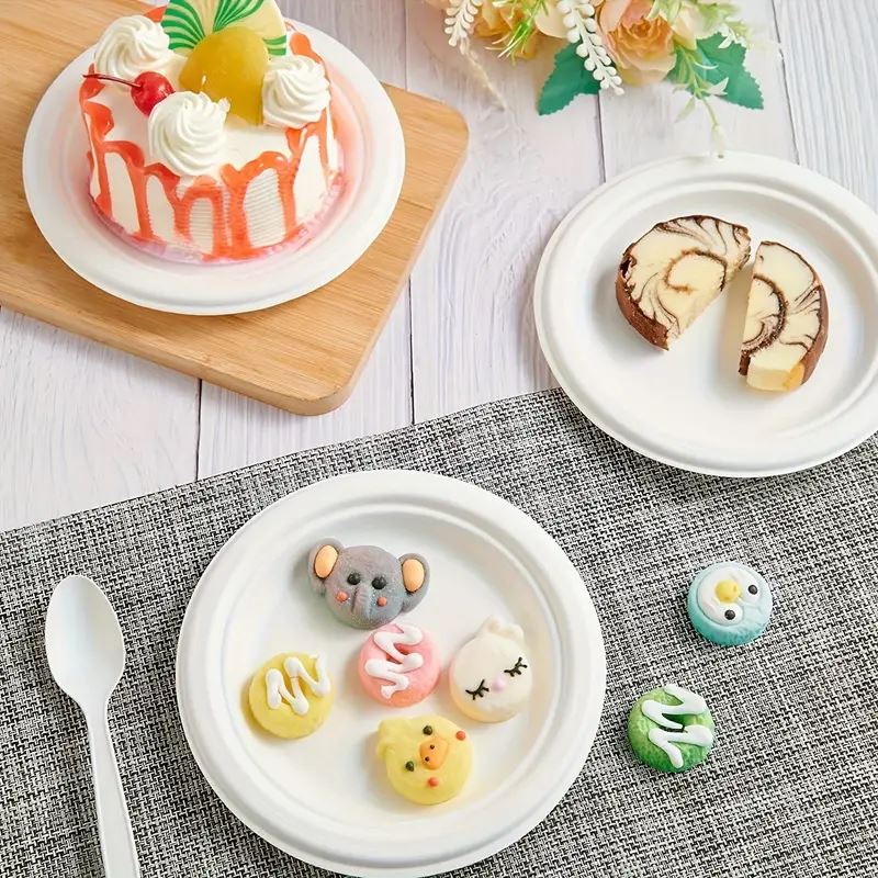 50Pcs Disposable Clear Plastic Plates Heavy Duty Transparent Dinner Plates Fruit Salad Dessert Plates For Birthday Wedding Party