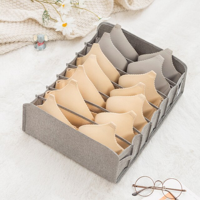 Boîte de rangement pliable pour soutien-gorge, sous-vêtements, chaussettes, tiroir lavable pour la maison: Grey 7 Big Grid
