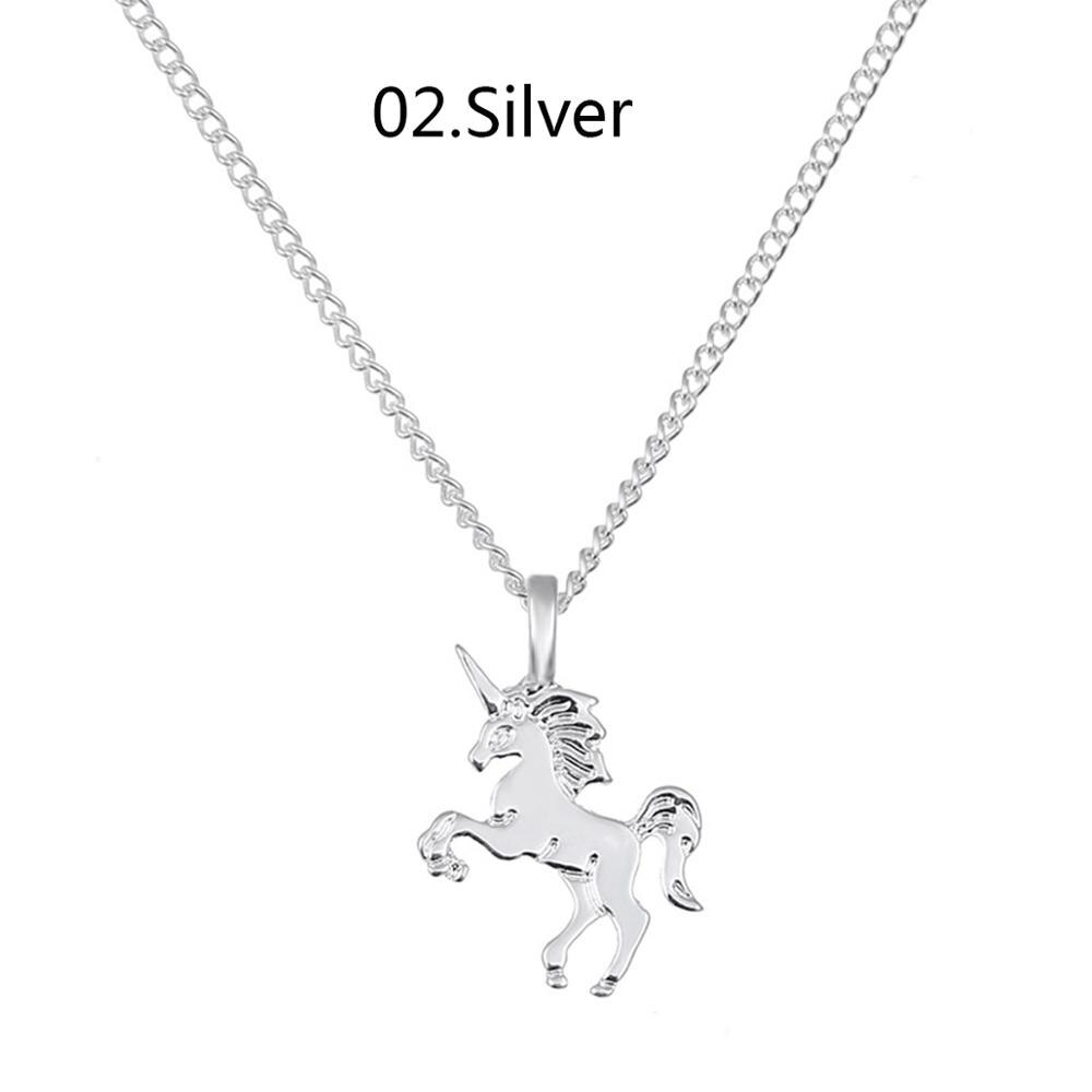 Gold Silver Unicorn Horse Alloy Clavicle Chain Ladies Jewelry Pendant Necklace Style: Silver 2