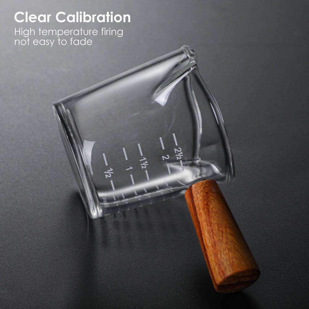 Clear Espresso Shot Glass Double Spouts Glass Measuring Cup Heat-Resistant Handle Scale Wine Milk Coffee Measure Jug