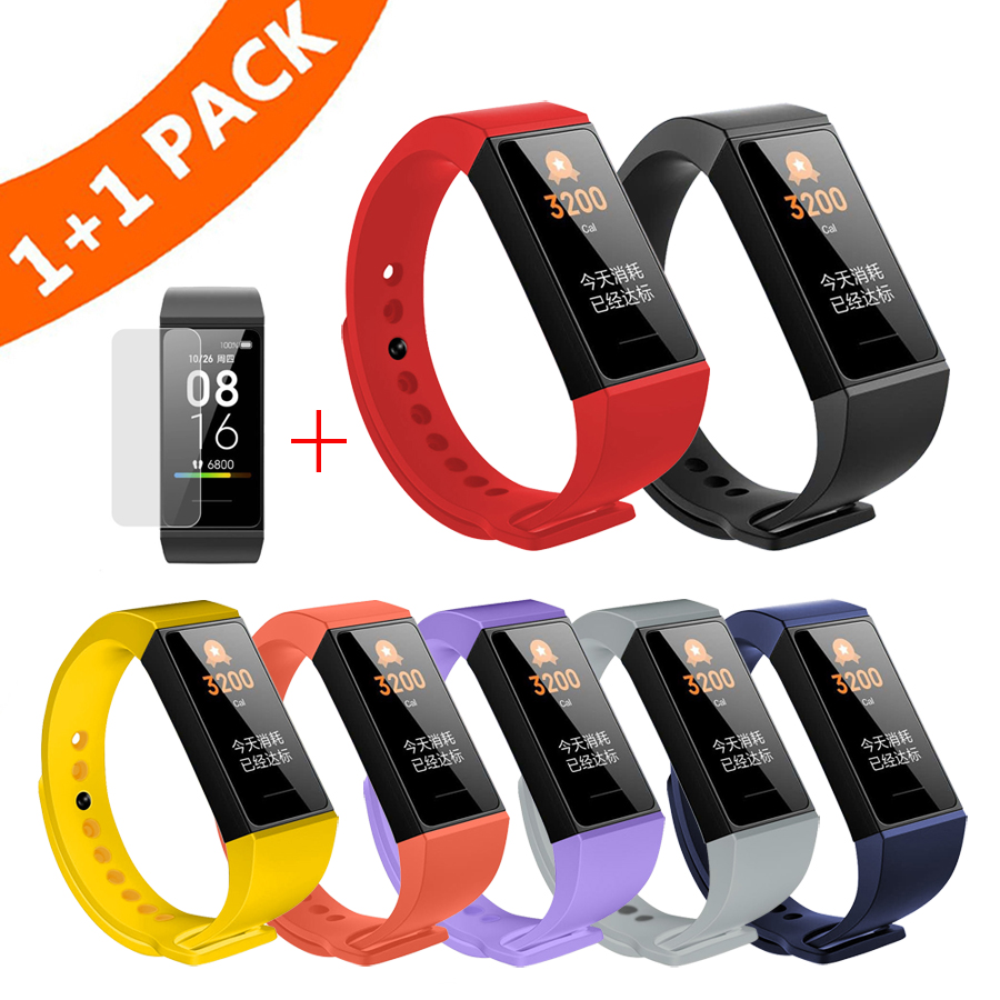 Pulsera para Xiaomi Redmi Band, correa de silicona para pulsera inteligente Redmi Band con Protector de pantalla