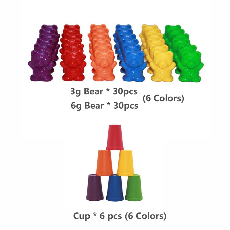 Children Montessori Toy 1set Boxed Counting Bear Montessori Educational Cognition Rainbow Matching Game Educational Toys: Set C